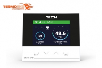 Sterownik do kominka ST 391 zPID TECH z przepustnicą fi 100 z kolorowym wyświetlaczem i dotykowymi przyciskami